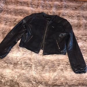 black FAUX leather moto jacket